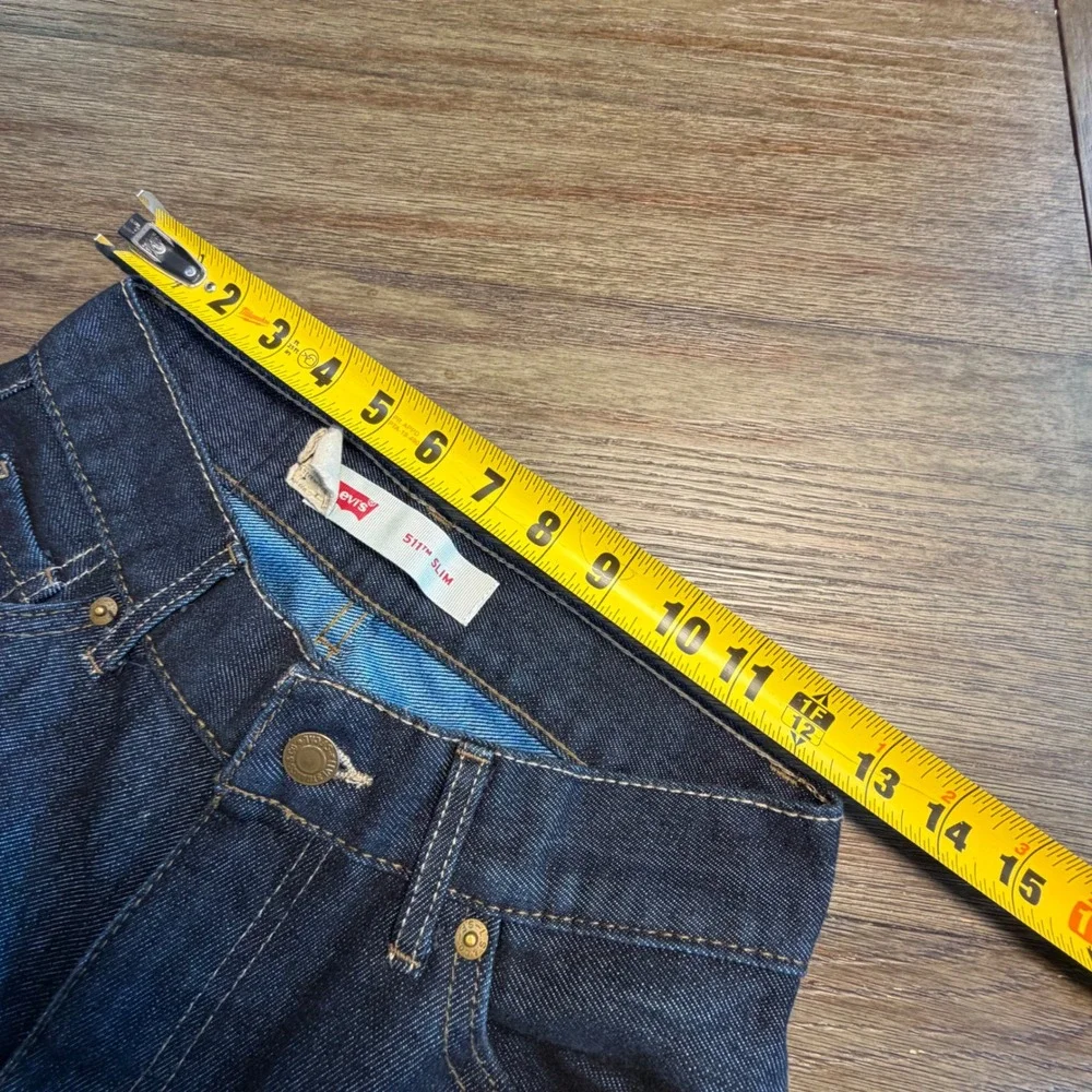 Levis 511 Slim Fit Boys Jeans Size 14 Regular Dark Wash Indigo Denim 27x27 NEW - Picture 8 of 11